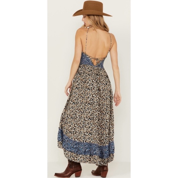 SOLD NWT Free People One I Love Floral Ruffle Maxi Dress in Denim Combo - Picture 3 of 15